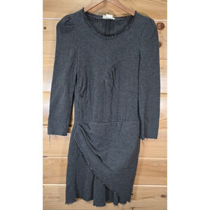 Isabel Marant Etoile Asymmetric Draped Dress Size 2 Wool Blend Fringe Gray